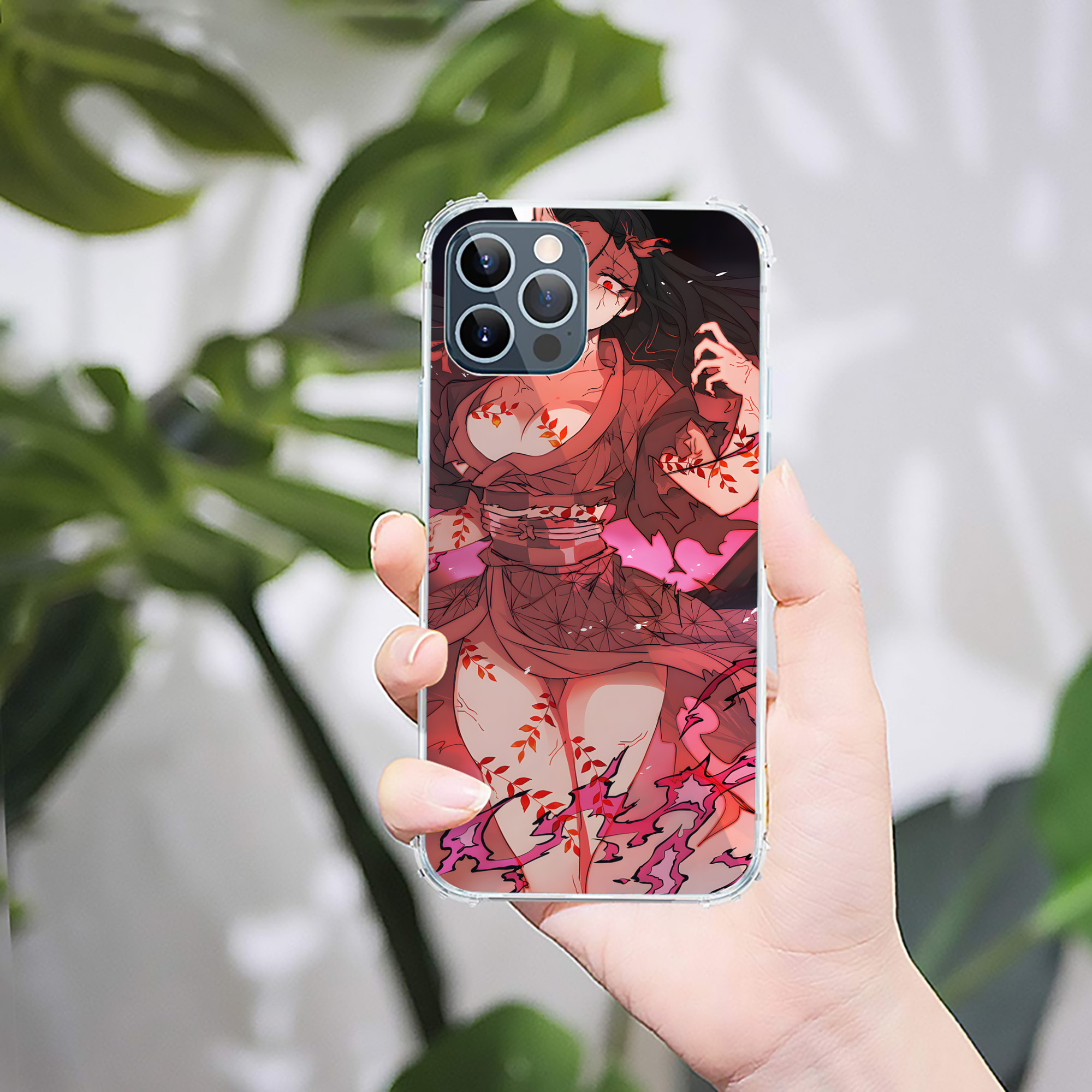 （画像用） 鬼滅の刃（きめつのやいば）竈門 禰󠄀豆子／かまど ねずこ Kamado Nezuko 【iPhone 12シリーズ対応】透明スマホケース（クリアソフトケース）